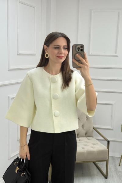 Cıt Cıtlı Triko Hırka Ekru