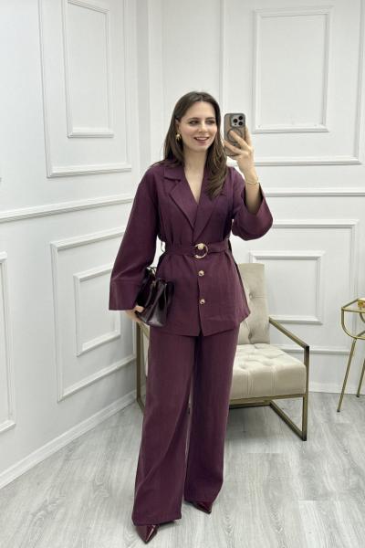 Gold Kemerli Tensel Takım Mürdüm